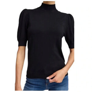 MICHAEL KORS | Women’s Black Puff Sleeve Mock Neck Sweater Top Size L